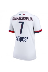 Paris Saint-Germain Khvicha Kvaratskhelia #7 Voetbaltruitje Uit tenue Dames 2025-26 Korte Mouw